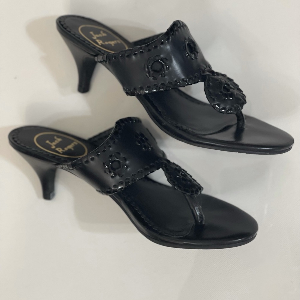 Jack Rogers Leather Thong Heels black size 5 NWT - Picture 3 of 7